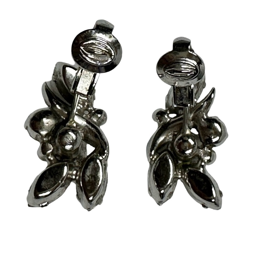 Vintage Dazzling EISENBERG ICE Crystal Rhinestones Clip On Earrings Script E - Picture 6 of 8